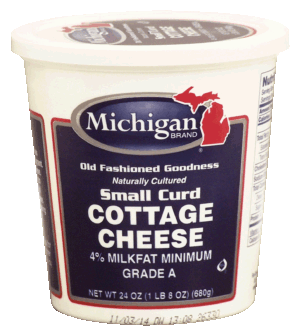 Michigan small curd cottage cheese, 4% milkfat minimum grade a 24 ounce