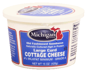 Michigan large curd cottage cheese, 4% milkfat minimum, grade a 15 ounce