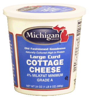 Michigan large curd cottage cheese, 4% milkfat minimum grade a 24 ounce