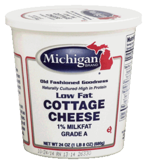 Michigan low fat cottage cheese 1% milkfat, grade A 24 ounce