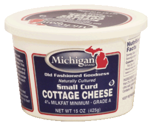 Michigan small curd cottage cheese, 4% milkfat minimum, grade a 15 ounce