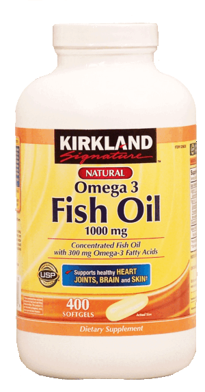Kirkland Signature Omega 3 Fish Oil dietary supplement, 1000 mg, softgels 400 count