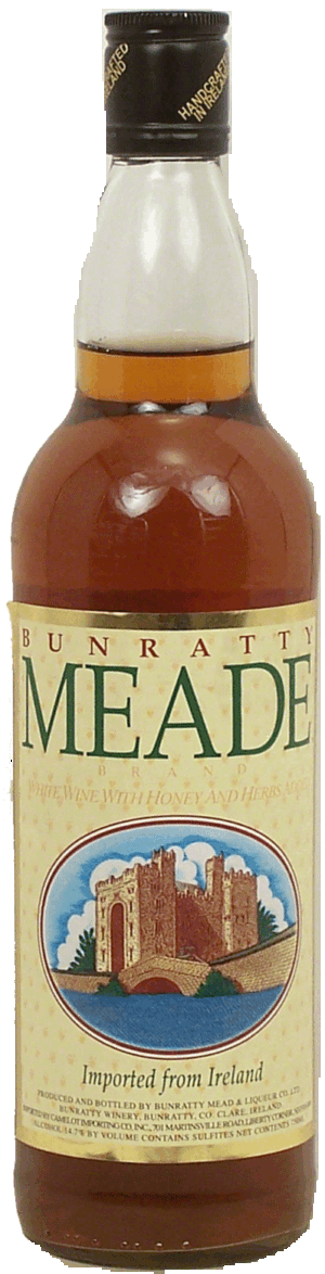Bunratty Meade white wine with honey and herbs added, imported from Ireland, 14.7% alc. by vol. 750 milliliter