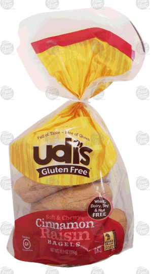 udi's Gluten Free cinnamon raisin bagels, 4 ct 13.9 ounce